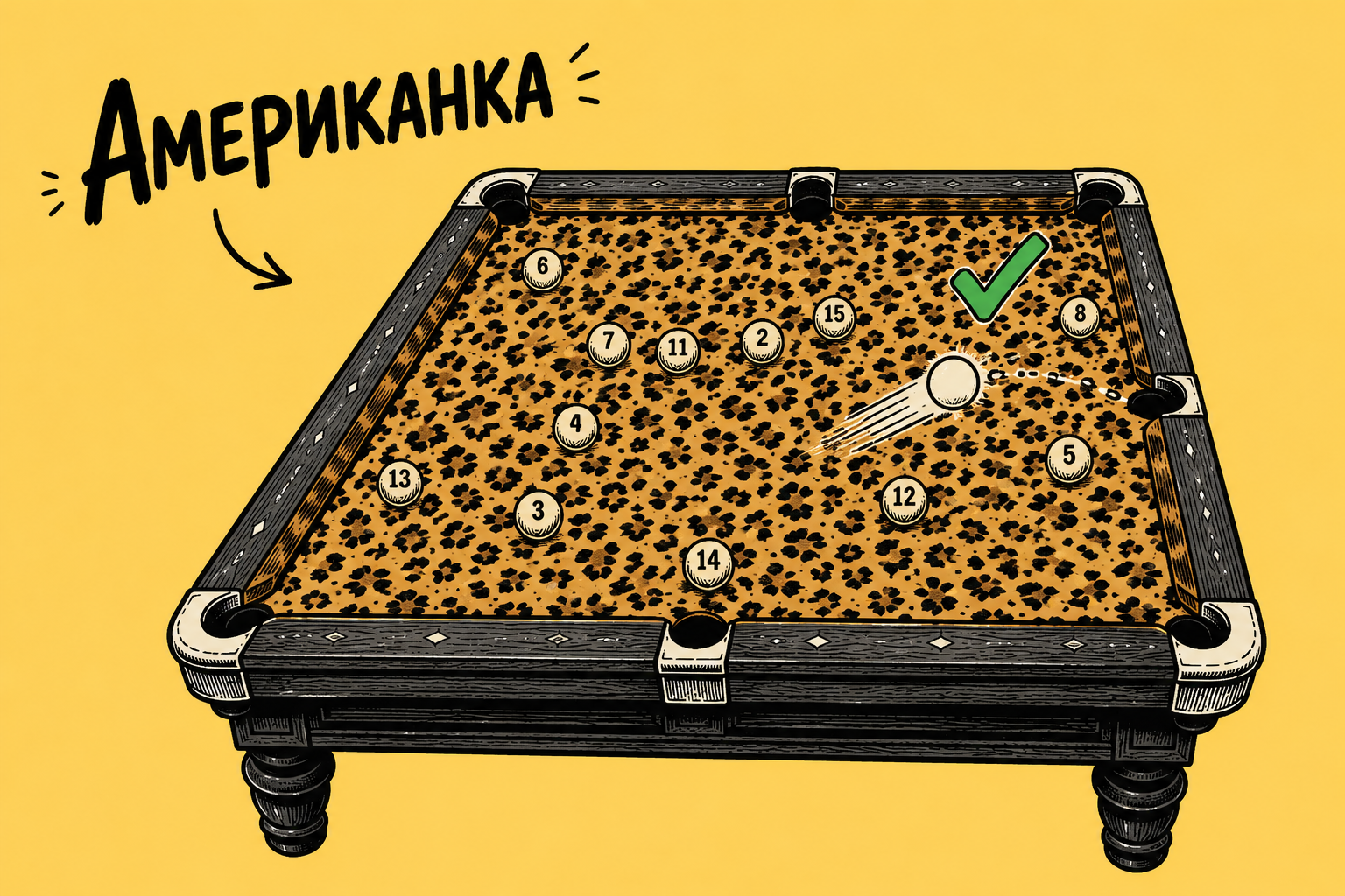 Американка — самая простая игра на большом бильярдном столе